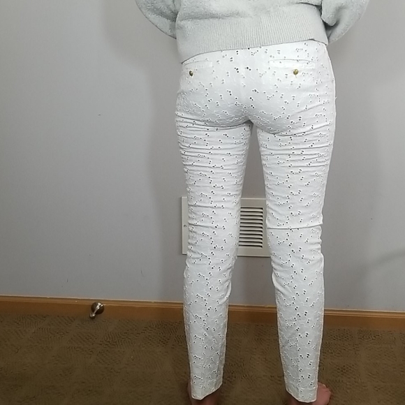 Monocrom Eyelet White Straight Leg Dress Pants - Picture 4 of 13